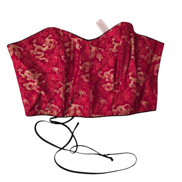 NWT Y2K Vintage Victoria's Secret Corset Red Gold Dragon Asian Chinese Deadstock - Picture 3 of 11